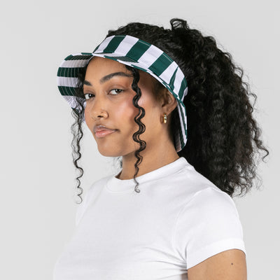 Green and White Striped Topless Bucket Hat