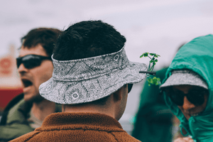 Brim hat with clover attached